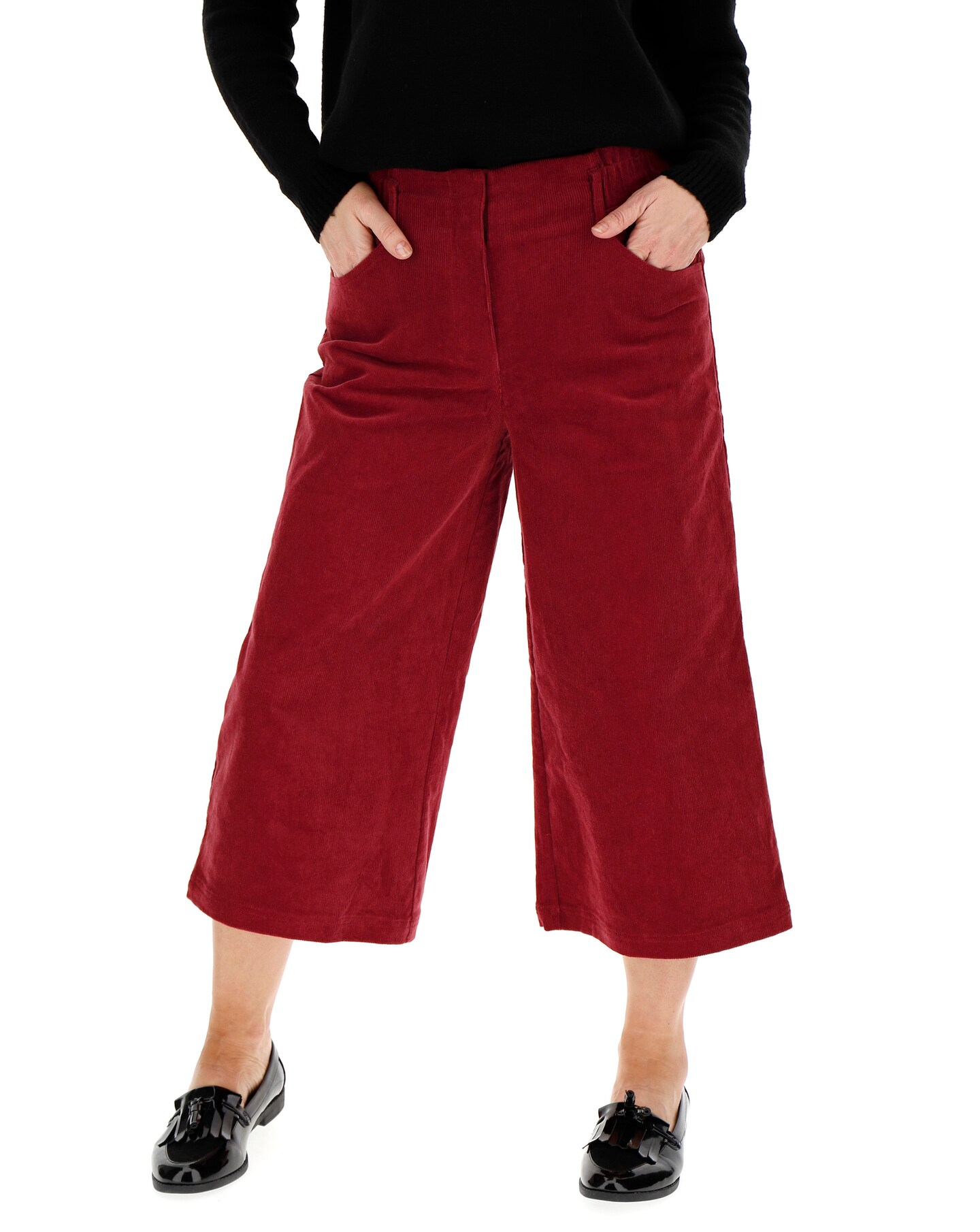 cropped wide leg cord trousers